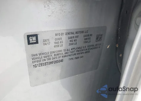 2017 Chevrolet Malibu 1Lt из США, поврежденный, VIN 1G1ZE5ST0HF265046